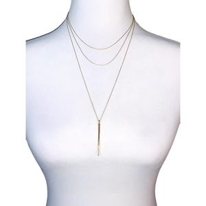 BaubleBar Gold Multistrand Needle Pendant Necklace NWOT